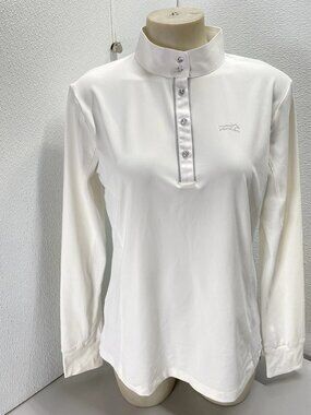 Schockemohle Womens Clairine UV Long Sleeve Show Shirt Size XL White